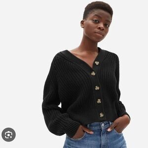 Everlane Black Texture Cotton Cardigan; XS